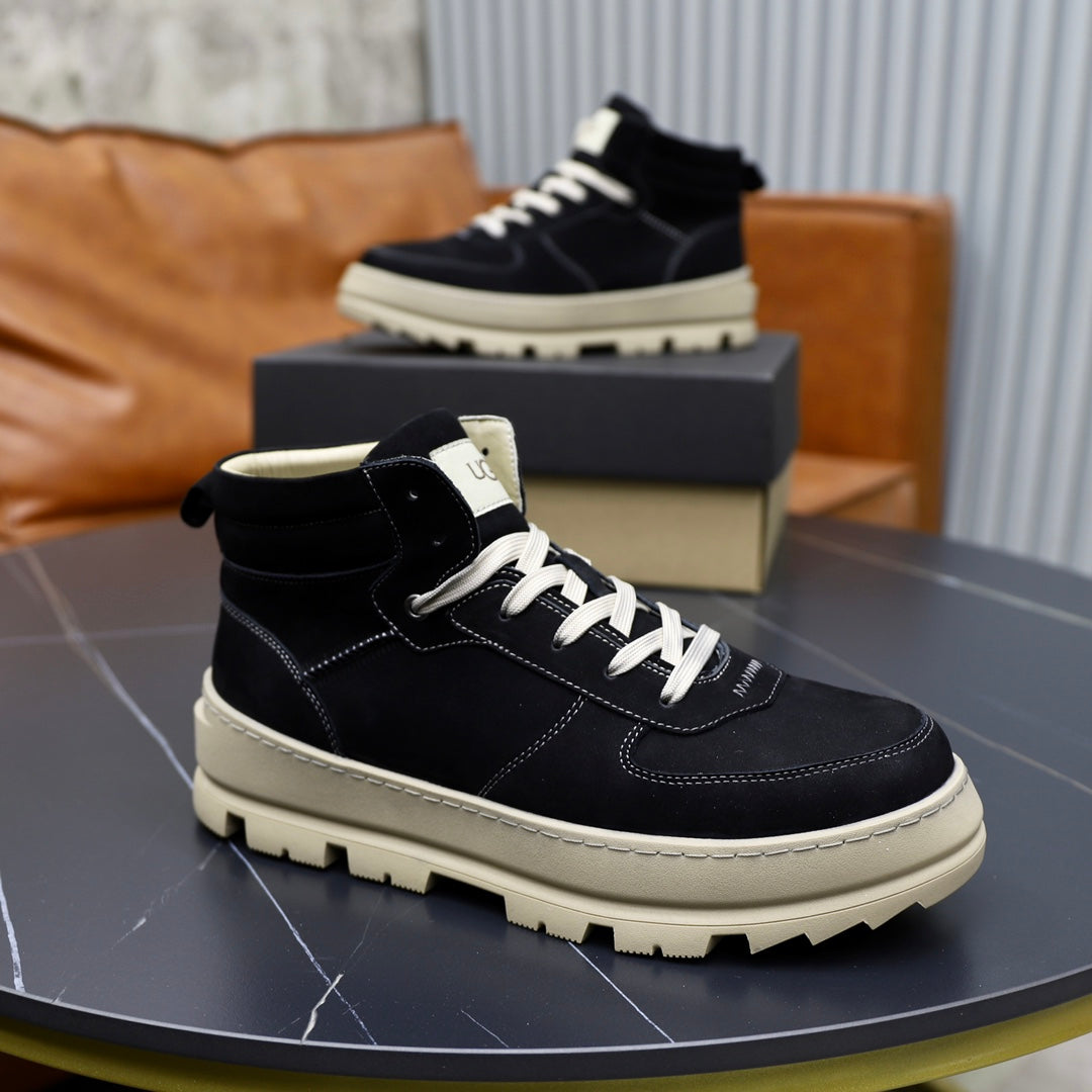 UGG Men's Classic High-Top Boot – Black Suede & Cream | EU 39–44