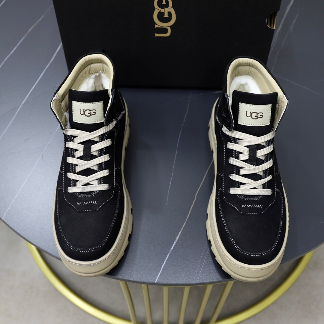 UGG Men's Classic High-Top Boot – Black Suede & Cream | EU 39–44